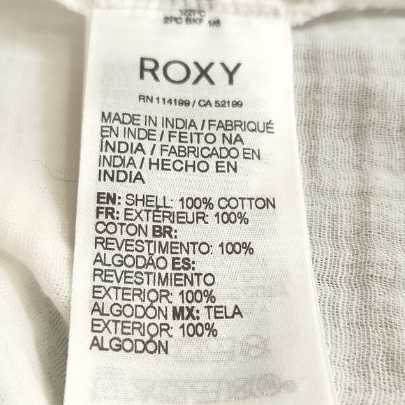 ROXY WHITE COVERUP LONG SLEEVES SIZE XL NEW WITH TAGS 100% COTTON - Picture 16 of 17